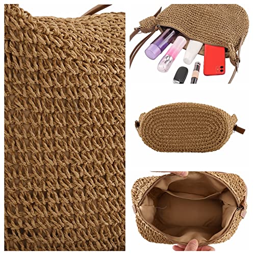 Ayliss Women Straw Handbag Purse Small Summer Beach Handmade Crossbody Shoulder Tote Handbag Handwoven Beach Straw Bag