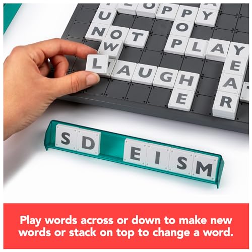 Upwords, Word Game with Stackable Letter Tiles & Rotating Game Board, New 2023 Version | Games for Family Game Night | Family Games, for Adults and Kids Ages 8 and up