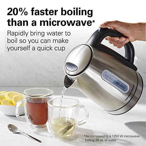 Hamilton Beach 1.7L 1500W Cordless Electric Kettle with Auto Shutoff and Boil-Dry Protection