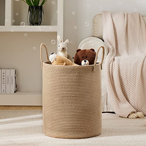 Jute Rope Laundry Hamper Basket by YOUDENOVA, 58L Tall Laundry Basket, Baby Nursery Hamper for Blanket Storage, Clothes Hamper for Laundry in Bedroom-Large-Jute