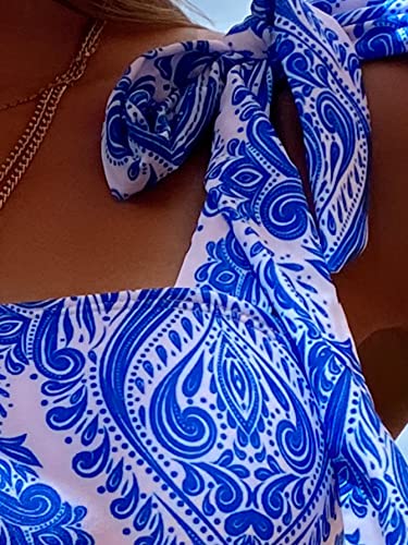Floerns Women's Tie Shoulder Onepiece Swimsuit Floral Print Monokini Swimwear