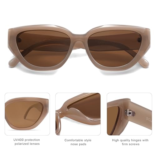 SOJOS Trendy Cute Cat Eye Polarized Sunglasses for Women Fashion Cateye Womens Sunnies SJ2237