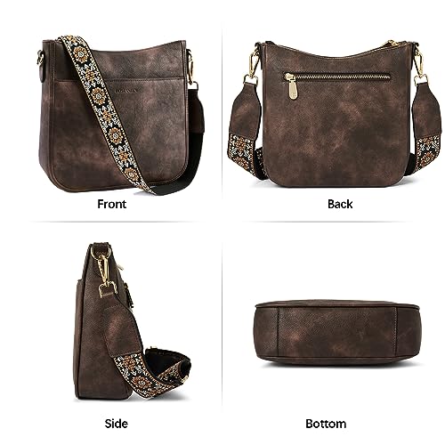 BOSTANTEN Crossbody Bags for Women Trendy Vegan Leather Hobo Purses Shoulder Handbags With Wide Shoulder Strap