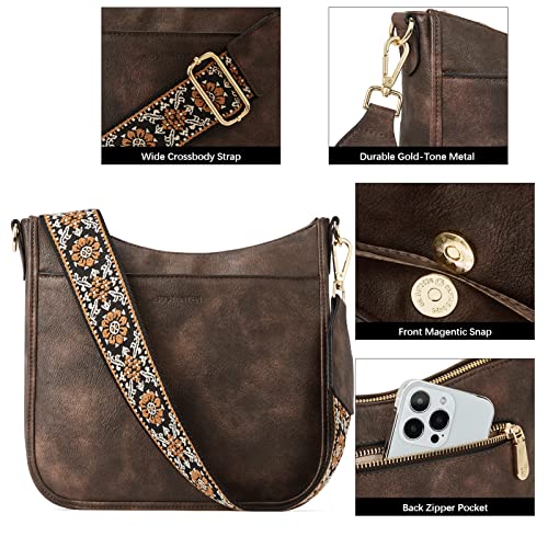 BOSTANTEN Crossbody Bags for Women Trendy Vegan Leather Hobo Purses Shoulder Handbags With Wide Shoulder Strap