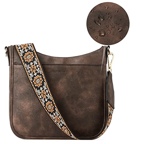 BOSTANTEN Crossbody Bags for Women Trendy Vegan Leather Hobo Purses Shoulder Handbags With Wide Shoulder Strap