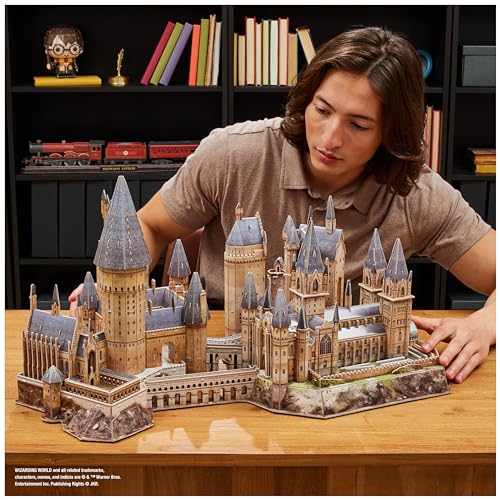 4D Build, Harry Potter Deluxe Hogwarts Castle with Astronomy Tower & Great Hall Over 2ft. Wide Model Kit 384 Pcs | 3D Puzzles for Adults & Teens 12+