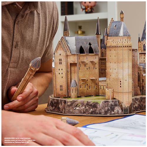 4D Build, Harry Potter Deluxe Hogwarts Castle with Astronomy Tower & Great Hall Over 2ft. Wide Model Kit 384 Pcs | 3D Puzzles for Adults & Teens 12+