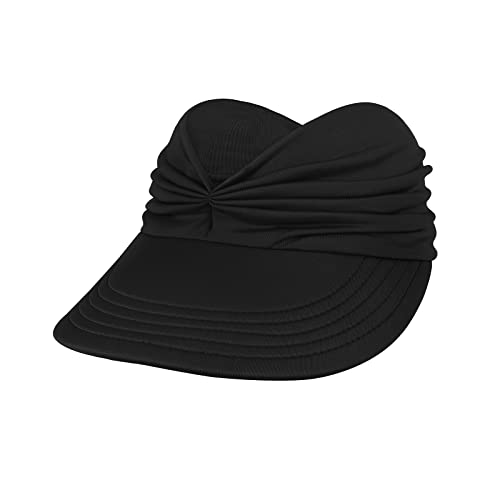 Sun Hats for Women UV Protection Sun Visor Wide Brim Summer Hats with Ponytail