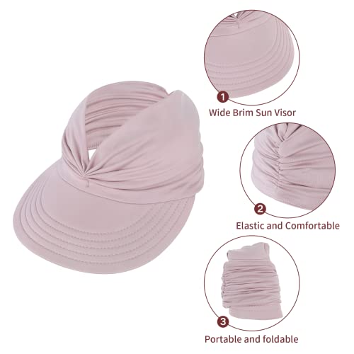 Sun Hats for Women UV Protection Sun Visor Wide Brim Summer Hats with Ponytail