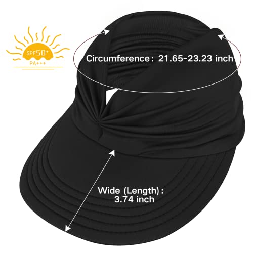 Sun Hats for Women UV Protection Sun Visor Wide Brim Summer Hats with Ponytail