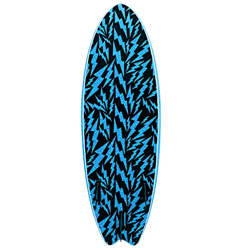 5'6 Reef Kids Surfboard & Leash, Perfect for Learning How to Surf, Made for Kids, Classic Fish Shape Beginner Surfboard, Soft Top Surfboard with Foam Core, Easy to Catch Waves & Progress