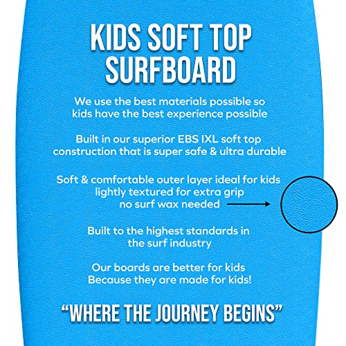 5'6 Reef Kids Surfboard & Leash, Perfect for Learning How to Surf, Made for Kids, Classic Fish Shape Beginner Surfboard, Soft Top Surfboard with Foam Core, Easy to Catch Waves & Progress