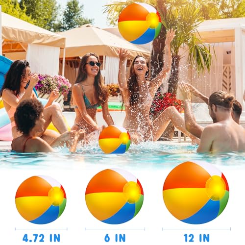 36 Pcs Beach Pool Party Favors Water Guns Bulk 4.72/6/12 Inches Inflatable Rainbow Beach Balls Water Squirters for Kids Summer Theme Party Favor Pool Toys(4.72)