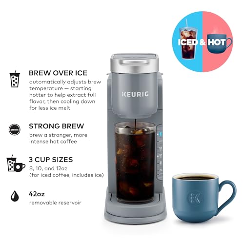 Keurig K-Iced Coffee Maker, Single Serve K-Cup Pod Iced Coffee Maker, With Hot and Cold Coffee Capabilities, Brews Any K-Cup Pod, Gray