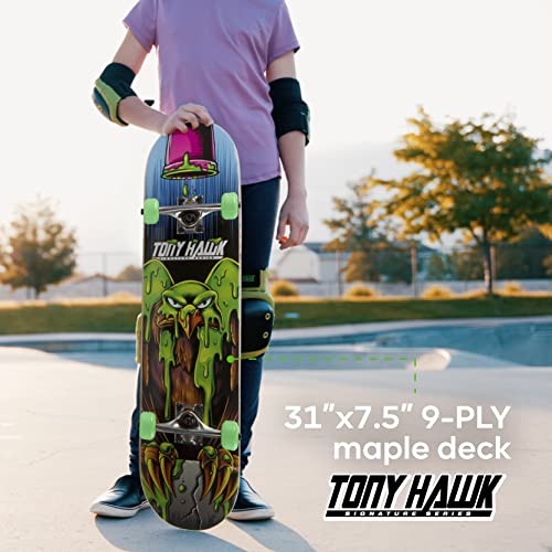 Tony Hawk 31" Skateboard - Signature Series Skateboard with Pro Trucks, Full Grip Tape, 9-Ply Maple Deck, Ideal for All Experience Levels