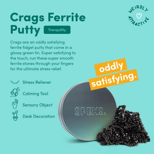 Speks Crags Ferrite Putty | Over 500 Smooth Ferrite Stones in a Metal Tin | Fun Quiet Fidget Toys for Adults and ADHD Desk Toys for Office | Tranquility, Medium