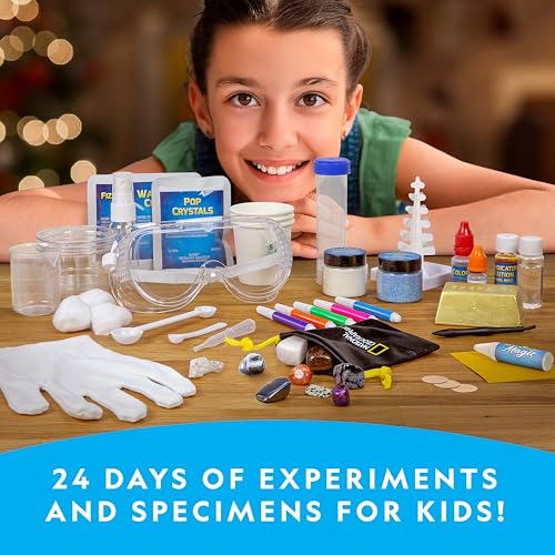 NATIONAL GEOGRAPHIC Science Kit & Rock Collection Advent Calendar 2024 – Jumbo Advent Calendar with 24 Days of Science Experiments, Gemstones & More for Kids, STEM Projects for Kids Ages 8-12