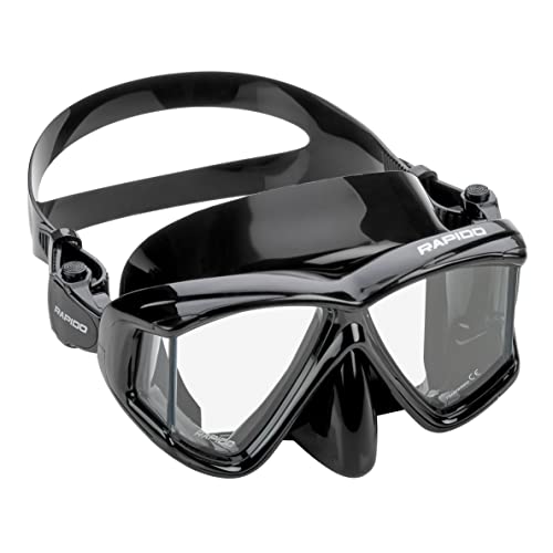 Italian Design Panto-180 Premium Tempered Glass Lens Anti-Fog Panoramic Side-View Snorkel Mask, Superior Dry Snorkel Tube, Snorkeling Mask Snorkel Set