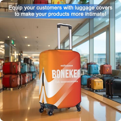 Custom Luggage Cover Personalized Suitcase Cover Add Your Name Photo Text Logo Double Sided Design Customized Elastic Protector Washable luggage cover protector for Travel Business S（for 18-21inch）