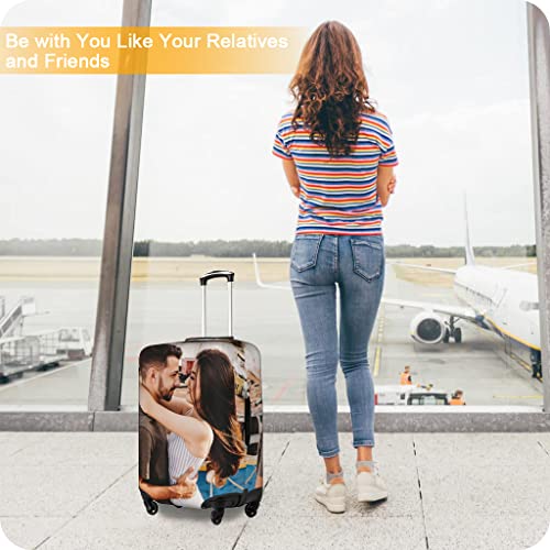 Custom Luggage Cover Personalized Suitcase Cover Add Your Name Photo Text Logo Double Sided Design Customized Elastic Protector Washable luggage cover protector for Travel Business S（for 18-21inch）