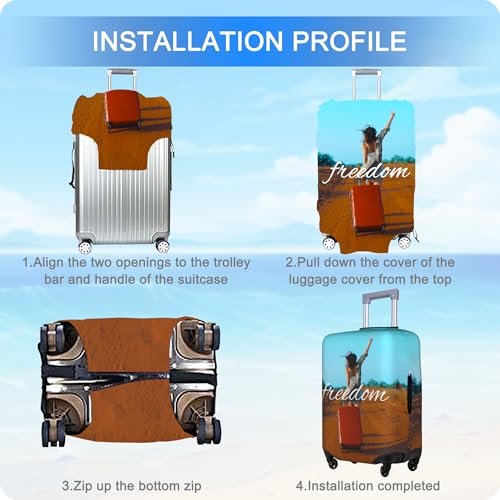 Custom Luggage Cover Personalized Suitcase Cover Add Your Name Photo Text Logo Double Sided Design Customized Elastic Protector Washable luggage cover protector for Travel Business S（for 18-21inch）