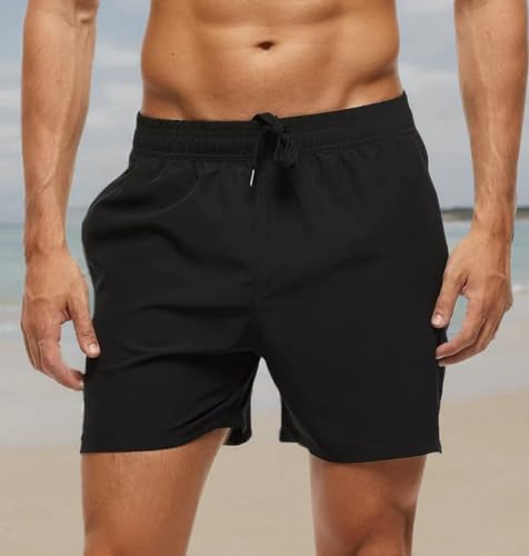 Men's Swim Trunks Short Quick Dry Beach Shorts Swimming Trunks with Zipper Pockets