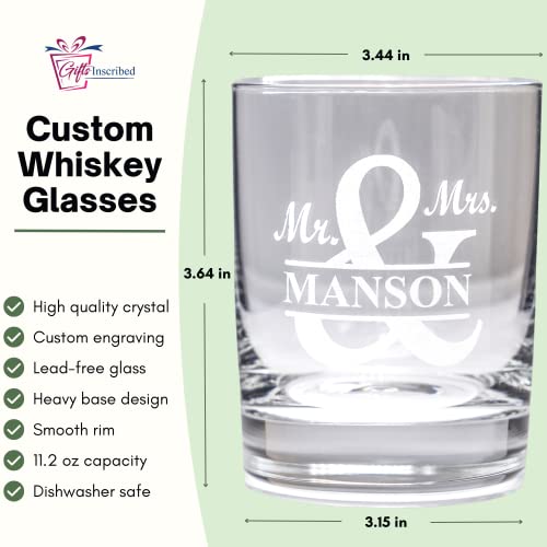 Personalized Whiskey Decanter Set – Engraved Glass Cups Drinking Glasses Set of 2 – Custom Whiskey Glasses Drinking Set – Whiskey Gifts for Men, Him, Wedding, Groomsman