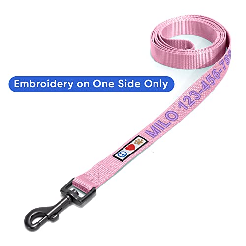 Pawtitas Personalized Dog Leash Embroidered Customize Leash with your Pet Name & Phone Number Leash Puppy Leash 6 ft long dog leash puppy Medium Leash Large Leash Leash Light Pink Custom Engraved Name