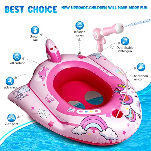 HopeRock Unicorn Pool Floats for Kids and Toddlers,with Water Gun, Pool Toys for 3-8 Years Old Girls and Boys, Inflatable Swimming Pool Toys