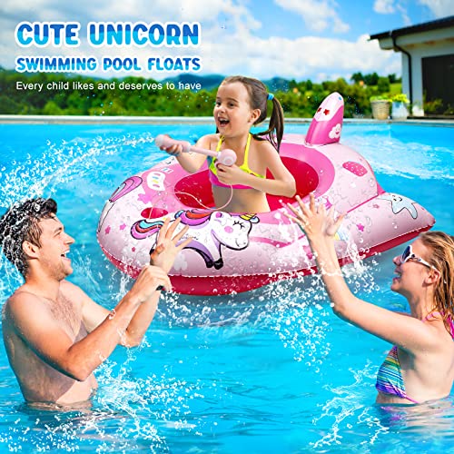 HopeRock Unicorn Pool Floats for Kids and Toddlers,with Water Gun, Pool Toys for 3-8 Years Old Girls and Boys, Inflatable Swimming Pool Toys