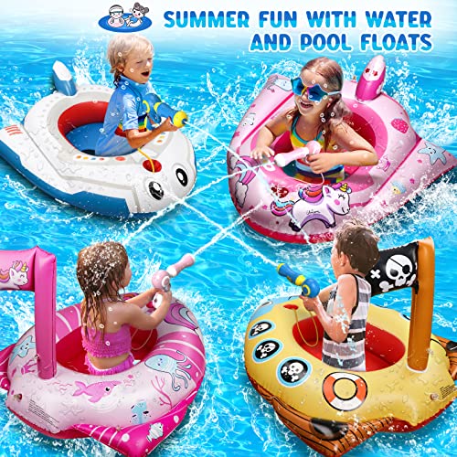 HopeRock Unicorn Pool Floats for Kids and Toddlers,with Water Gun, Pool Toys for 3-8 Years Old Girls and Boys, Inflatable Swimming Pool Toys