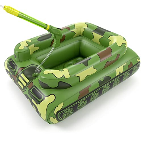 Inflatable Tank Pool Floats Kids - Jasonwell Toddler Pool Floaties Swimming Pool Tank with Water Cannon Gun Swim Floaty Rafts Lake Beach Party Pool Toys for Boys Girls