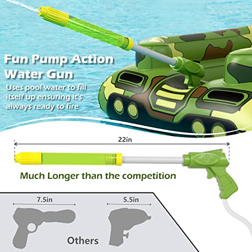 Inflatable Tank Pool Floats Kids - Jasonwell Toddler Pool Floaties Swimming Pool Tank with Water Cannon Gun Swim Floaty Rafts Lake Beach Party Pool Toys for Boys Girls