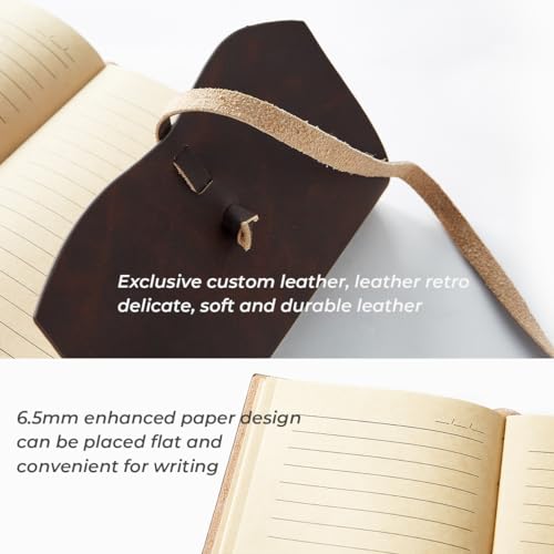 Leather Journal Notebook - Genuine Leather Journals for Writing 260 Pages 5x7.1 Inches Vintage Journal For Man and Women Gifts For Man Artist,Travel Journal,Brown