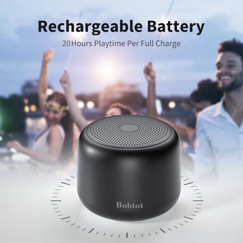 Bobtot Portable Bluetooth Speakers Wireless Speaker- Waterproof Speaker with Loud Stereo Sound,15 Hours Playtime, Rechargeable Battery, Built-in Microphone, Mini Speaker with Strap to Carry, Black