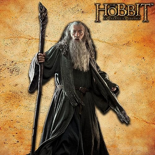 United Cutlery Illuminated Gandalf Staff - Replica from The Hobbit: The Desolation of Smaug | Wizard Staff with LED Crystal | 73” Length | Wall Mount to Display | Certificate of Authenticity