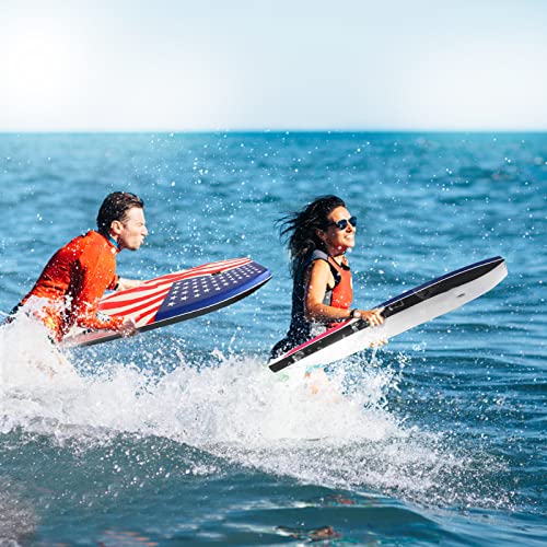 Body Board for Beach 42 Inch Bodyboard American Flag Surf Boards with EPS Core Wrist Leash HDPE Slick Bottom Perfect Surfing for Teens Adults Kids Beginners and Any Surf Rider Level