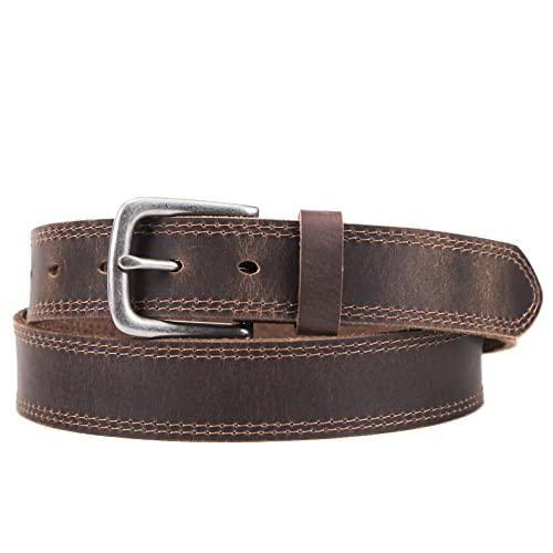 VATAN Men's Genuine Leather Casual Every Day Jeans Belts, Handmade Men Leather Belt with Gift Box (B-Bourbon Brown (Double Stitch), 36 (Waist 34))