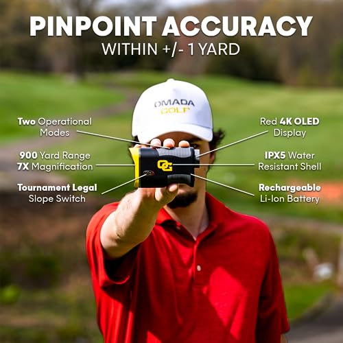 OMADA GOLF Atlas Rangefinder with Slope | Rechargeable Golf Range Finder | Built-in Magnet & Water-Resistant Golf Rangefinder