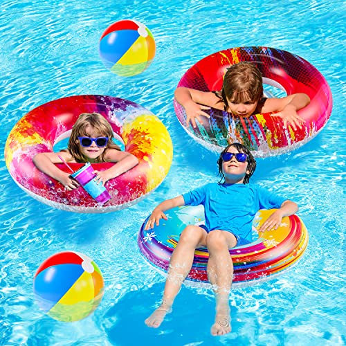 6Pcs Big Pool Floats Tubes-Parentswell Pool Floats, Inflatable Pool Float Swimming Rings, Pool Floaties Party Toys for Kids Adults Toddlers