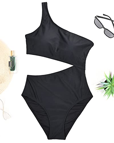 Yonique Women's One Piece Bathing Suit One Shoulder Swimsuit Cutout Swimwear Monokini