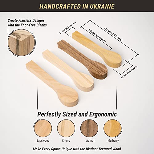 BeaverCraft BB2 Wood Carving Spoon Blank Unfinished Wood Carving Spoon Carving Kit Wooden Blank Spoon Blanks Carving Wood for Whittling Basswood Carving Blanks Woodcarving Blocks