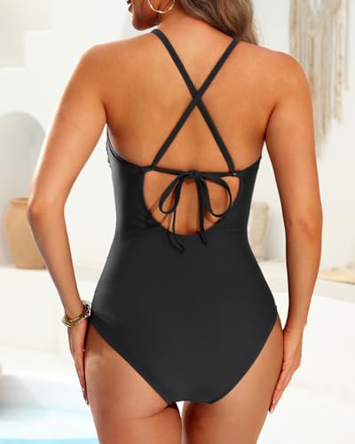 Yonique Women One Piece Swimsuit High Neck Bathing Suit Tummy Control Swimwear