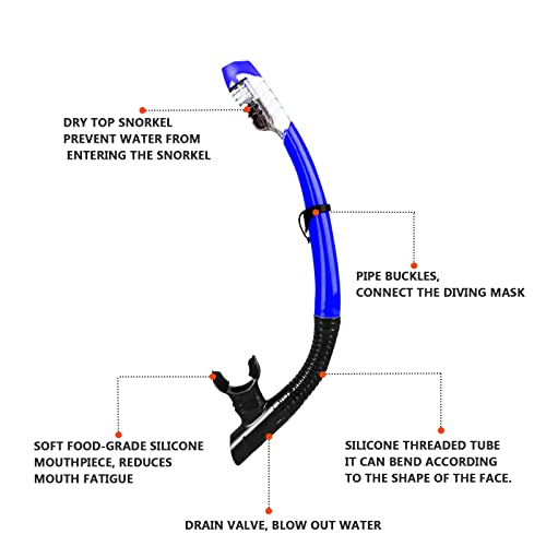 Snorkel mask Snorkeling Set for Adults and Youth, Diving mask and Full Dry Snorkel Swim Googles is Suitable for Snorkeling, Dive Scuba Diving, Swimming