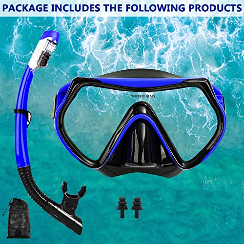 Snorkel mask Snorkeling Set for Adults and Youth, Diving mask and Full Dry Snorkel Swim Googles is Suitable for Snorkeling, Dive Scuba Diving, Swimming