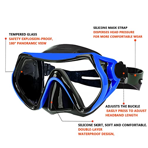 Snorkel mask Snorkeling Set for Adults and Youth, Diving mask and Full Dry Snorkel Swim Googles is Suitable for Snorkeling, Dive Scuba Diving, Swimming