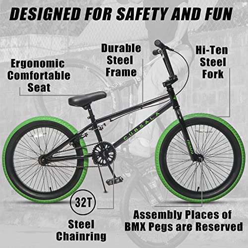 Crossea 18 20 Inch Freestyle BMX Bike for Over 5 Years Old Kids and Beginner-Level Rider, Multiple Colors