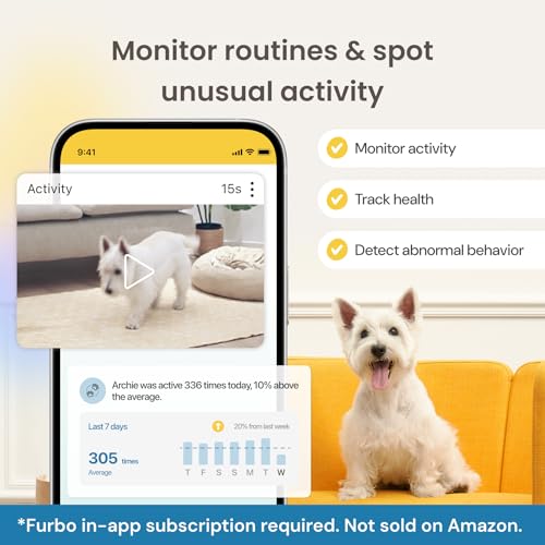 Furbo 360° Dog Camera + Nanny Bundle: Home Security & Dog Safety Alerts, Rotating Pet Treat Dispenser Camera with Speaker, Smart Home Indoor Cam w Phone App (Additional Subscription Required at Setup)