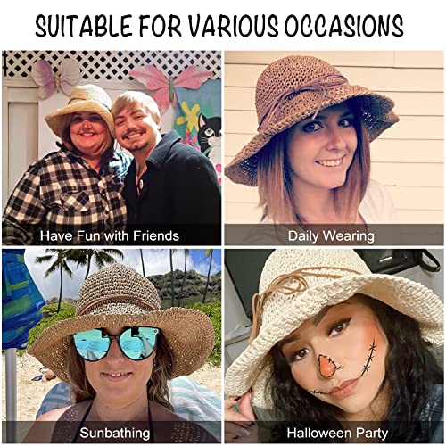 Women Sun Hat Wide Brim Floppy Beach Hat Breathable UV UPF 50+ Straw Hat Foldable Packable Summer Outdoor Cap