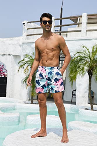 SUNDAY ROSE Mens Swim Trunks Quick Dry 5 inch Inseam Beach Shorts with Mesh Lining Bathing Suits for Men